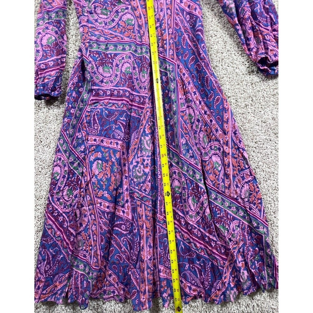 ba&sh Paisley Print V-Neck Long Sleeve Dress Multicolor size L - Picture 4 of 9
